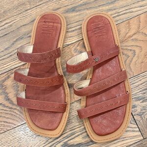 Frye Faye Women’s Brown Leather Sandals Slides size 10